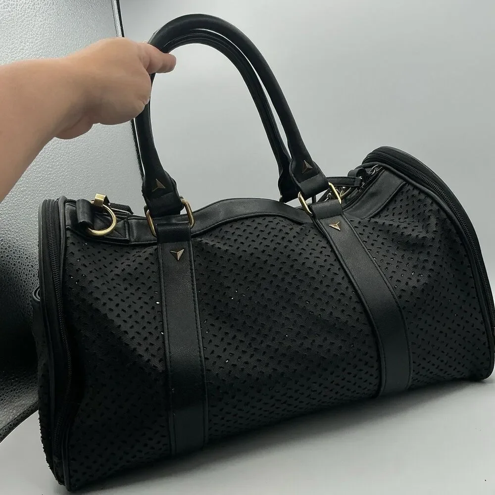 Black Pet Carrier Duffel Bag - Stylish Travel Carrier for Small Dogs